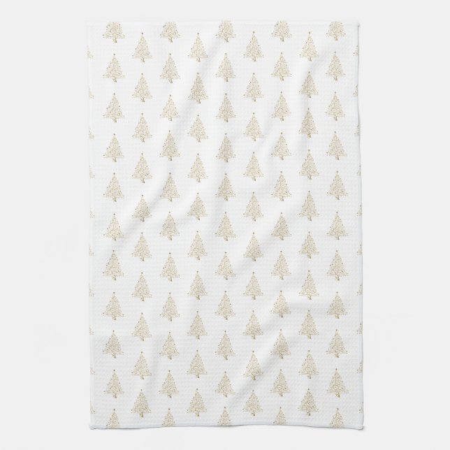 Elegante moderne Weihnachtsbaumen Gold White Hand Geschirrtuch (Vertikal)