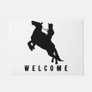 Elegante Moderne Weiß und Schwarzes Pferd Willkomm Fußmatte