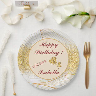 Elegante, moderne, weiße Blätter Pappteller