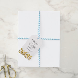 Elegante moderne weiße Hochzeitseinladung Geschenkanhänger