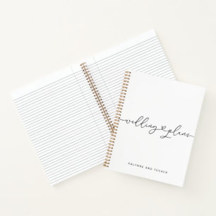 Elegante moderne weiße Hochzeitspläne Herz Notizbuch