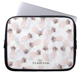 elegante moderne weiße MarmorRosengoldananas Laptopschutzhülle
