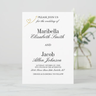Elegante moderne weiße und formelle Hochzeit Einladung
