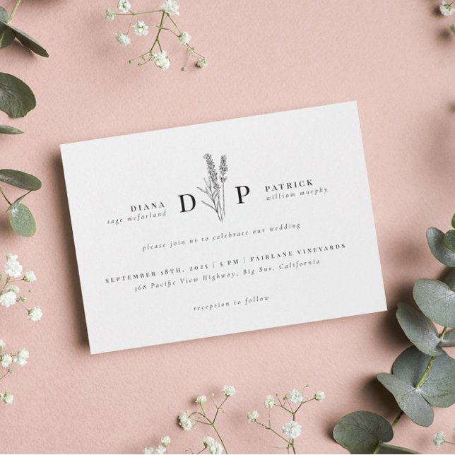 Elegante Moderne Wildblume Erste Hochzeit Einladung (Von Creator hochgeladen)