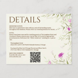Elegante moderne Wildblume Offweiße Hochzeit Begleitkarte