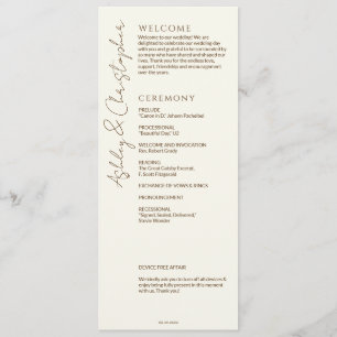 Elegante moderne Wildblume Offweiße Hochzeit Programm