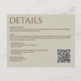 Elegante Moderne Wildblume Taupe Wedding Begleitkarte