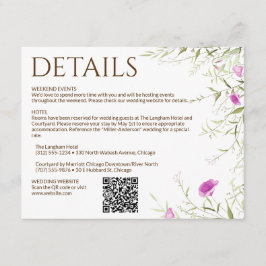 Elegante Moderne Wildblume White & Bronze Wedding Begleitkarte