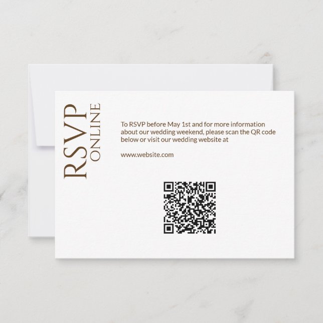 Elegante Moderne Wildblume White & Bronze Wedding RSVP Karte (Vorderseite)