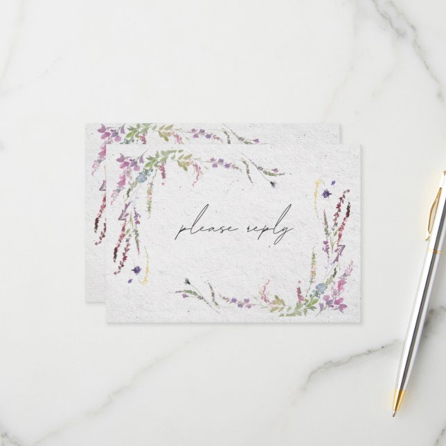 Elegante moderne Wildblumen Einfache Hochzeit RSVP Karte (Vorderseite/Rückseite Beispiel)