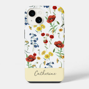 Elegante moderne Wildblumen Name auf Weiß iPhone 14 Hülle