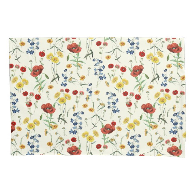 Elegante Moderne Wildblumen Weiß Kissenbezug (Vorderseite-Links)