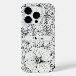 Elegante Moderne Wildblumen weiß und schwarz Case-Mate iPhone 14 Pro Hülle