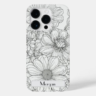 Elegante Moderne Wildblumen weiß und schwarz Case-Mate iPhone 14 Pro Hülle
