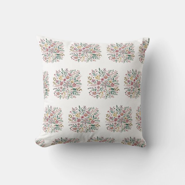 Elegante, moderne, wilde Blume in Aquarell Kissen (Vorderseite)