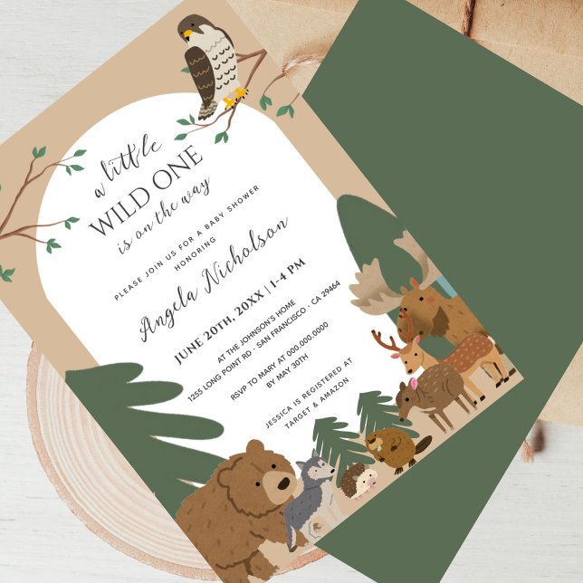 Elegante moderne Woodland Animals Forest Baby Dusc Einladung (Von Creator hochgeladen)
