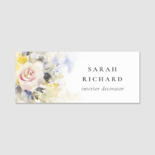 Elegante Modernes Boho Vinatge Rose Blumenbeete Namensschild