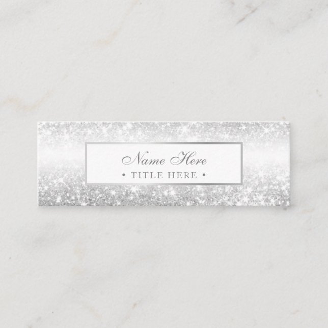 Elegante modische Luxe silberne MiniVisitenkarte Mini Visitenkarte (Vorderseite)