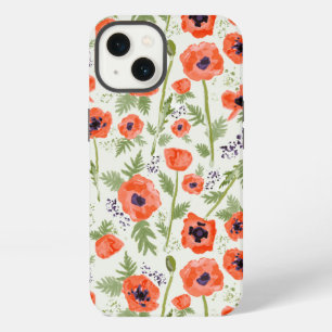 Elegante Mohnblumen Orangefarbenes Blumenmuster iPhone Hülle