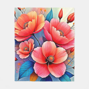 Elegante Mohnblumen: Strahlende Naturkunst Fleecedecke