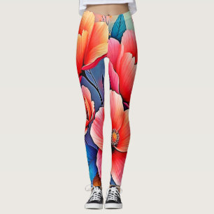 Elegante Mohnblumen: Strahlende Naturkunst Leggings