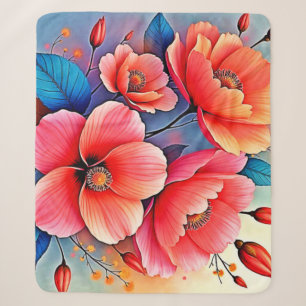 Elegante Mohnblumen: Strahlende Naturkunst Sherpadecke