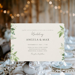 Elegante Moments Foliage Cream No Parters Wedding Einladung