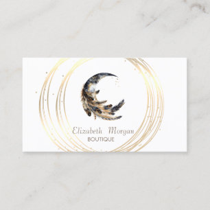 Elegante Mondfeder-Goldkreise Lotus Visitenkarte