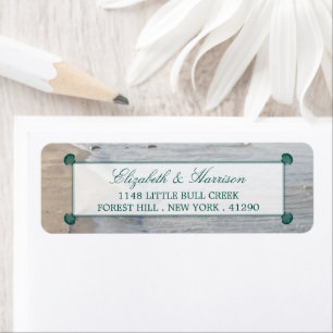 Elegante Mongram & Aquamarin Scallop Beach Hochzei