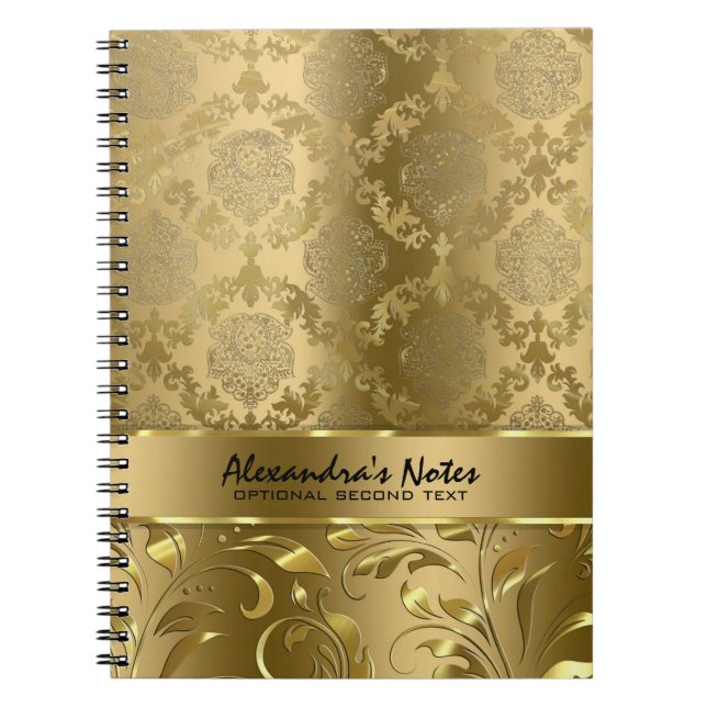 Elegante monochromatische Goldmasken und Spitzen Notizblock (Vorderseite)