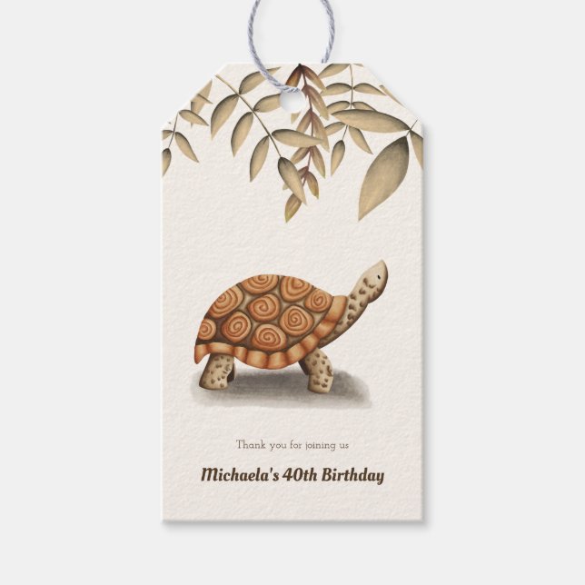 Elegante monochromatische Riesen Tortoise Danke Geschenkanhänger (Vorderseite)