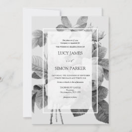 Elegante monochrome französische Vintage Rose Einladung
