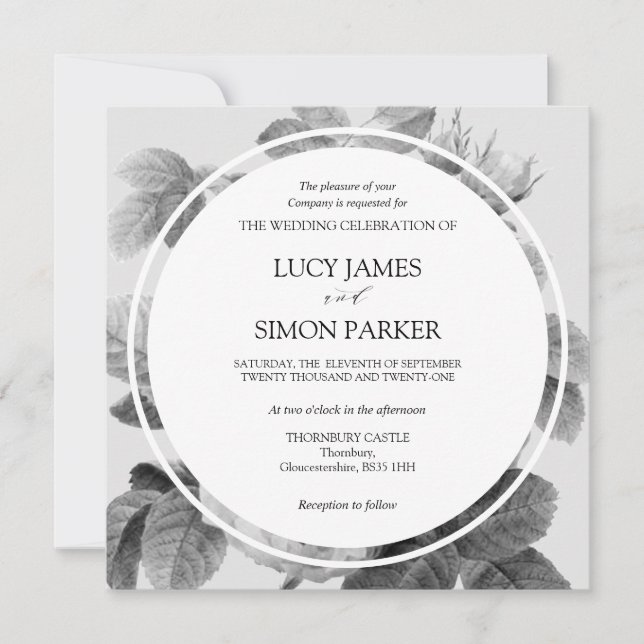 Elegante monochrome Vintage französische Rose (Vorderseite)