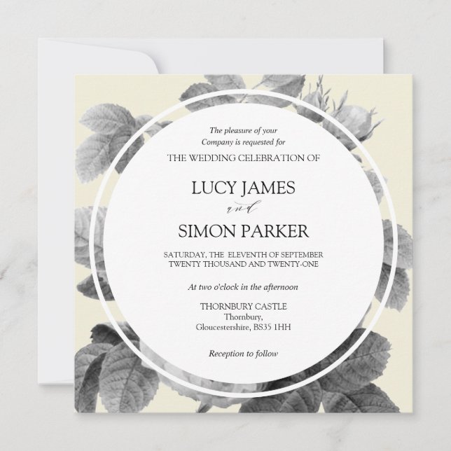 Elegante monochrome Vintage französische Rose (Vorderseite)