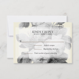 Elegante monochrome Vintage französische Rose RSVP Karte