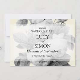 Elegante monochrome Vintage französische Rose Save The Date