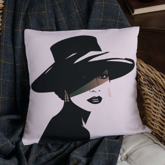 Elegante monochrome weibliche Silhouette Kissen