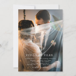 Elegante Monogram 2 Foto Minimalistisch Wedding Einladung