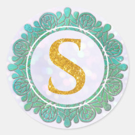 Elegante Monogram Anfangsbuchstaben mit Mandala Runder Aufkleber