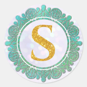 Elegante Monogram Anfangsbuchstaben mit Mandala Runder Aufkleber