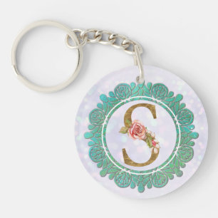 Elegante Monogram Anfangsbuchstaben mit Mandala Schlüsselanhänger