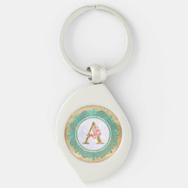 Elegante Monogram Anfangsbuchstaben mit Mandala Schlüsselanhänger