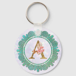 Elegante Monogram Anfangsbuchstaben mit Mandala Schlüsselanhänger
