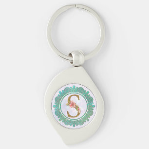 Elegante Monogram Anfangsbuchstaben mit Mandala Schlüsselanhänger
