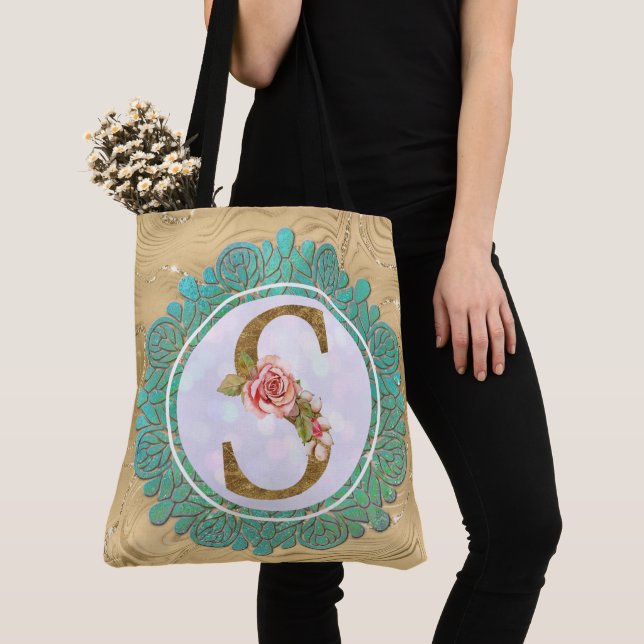 Elegante Monogram Anfangsbuchstaben mit Mandala Tasche (Von Nahem)