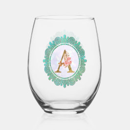 Elegante Monogram Anfangsbuchstaben mit Mandala Weinglas Ohne Stiel