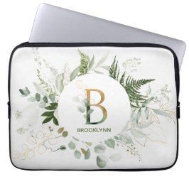 Elegante Monogram B Fern & Sukkulent Laptop-Sieb Laptopschutzhülle
