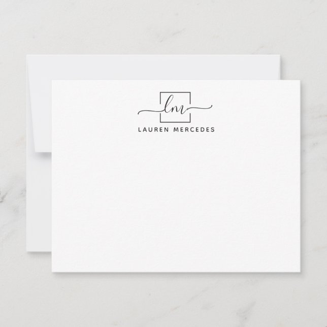 Elegante Monogram Beruflich Stationery Mitteilungskarte (Vorderseite)