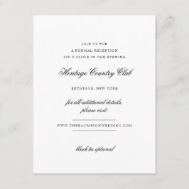 Elegante Monogram Black and White Empfang Wedding Begleitkarte