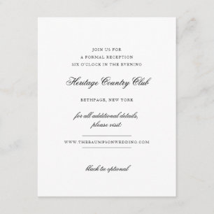 Elegante Monogram Black and White Empfang Wedding Begleitkarte